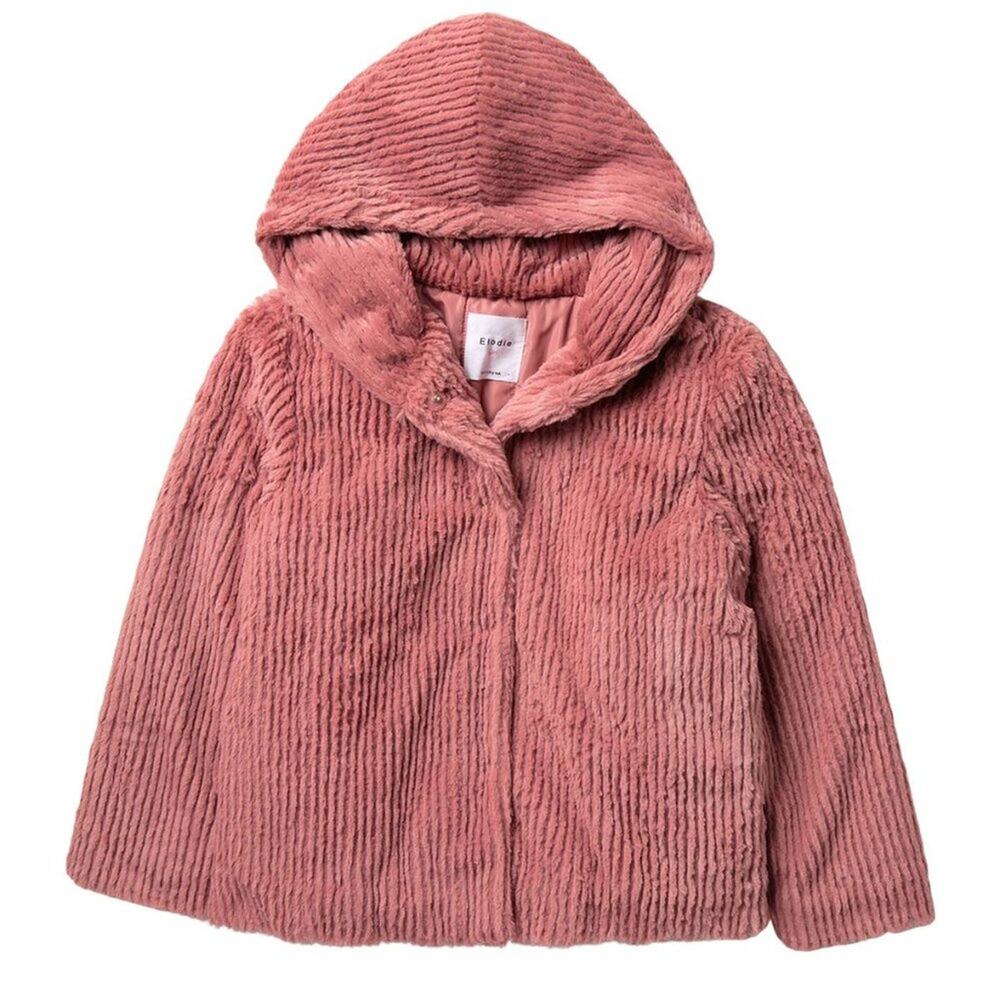 Elodie Faux Fur Jacket Long Sleeves Front Snap Button Closure Dk Pink Large US